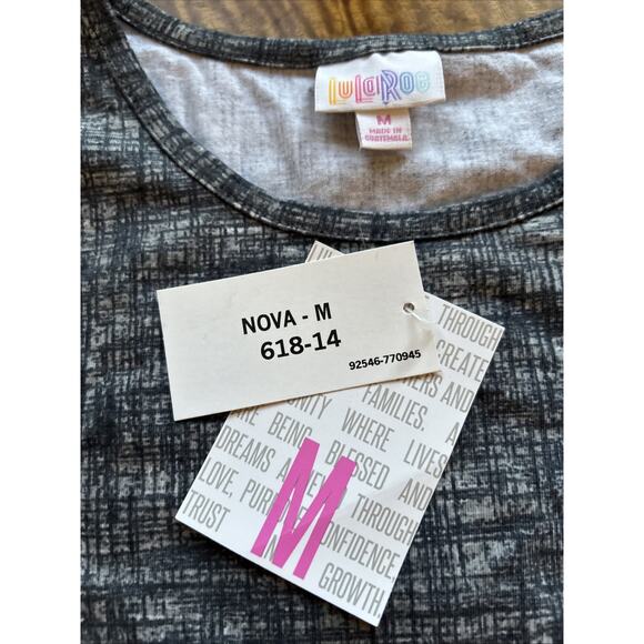 LuLaRoe Nova Gray Print Long Sleeve Bodysuit Women’s Sz M (8-10) NWT - Picture 2 of 5